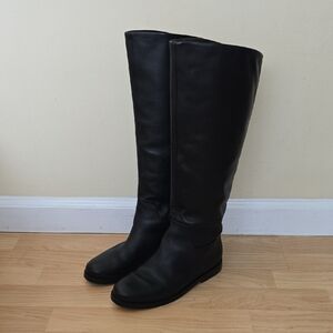 Vince Women's Carleigh Riding Boots Black Super Soft Leather Boots Size 6M